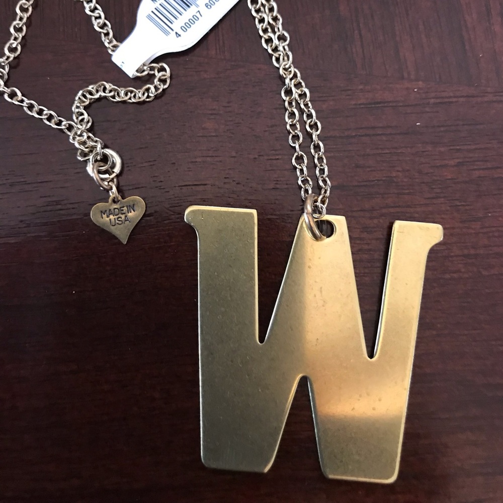 30” brass monogram necklace “W” - Picture 1 of 2
